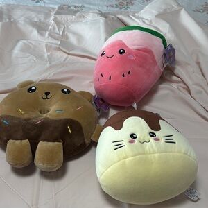 Cute Plush Toy Set - Donut, Watermelon, and Cat